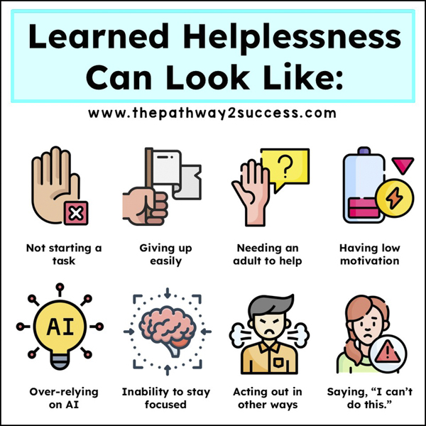 Learned helplessness visual for kids and teens